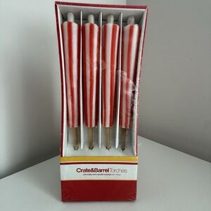 CRATE & BARREL SET OF 4 OUTDOOR WAX TORCHES WITH CITRONELLA (NEW)